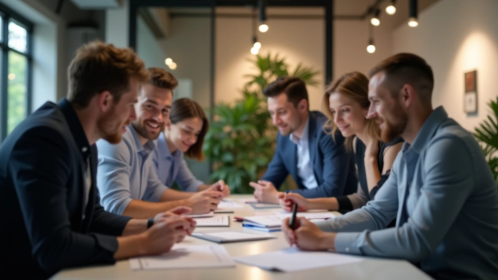 Mehrere Gründer verschiedener Nationalitäten sitzen zusammen in modernem Startup-Büro und planen eine neue Geschäftsidee