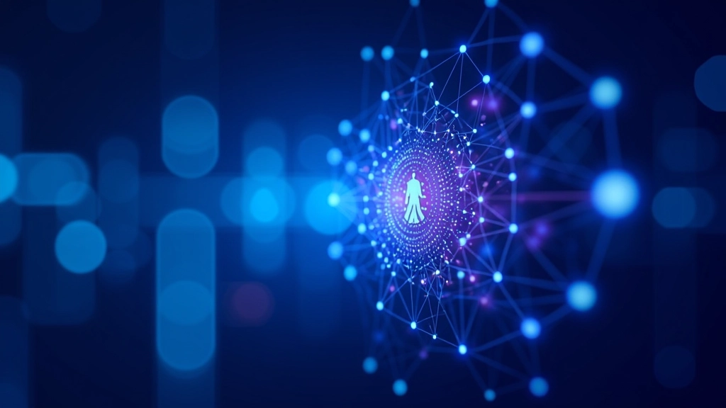 Futuristische Darstellung von Technologie und digitaler Transformation mit KI-Elementen und vernetzten Geräten